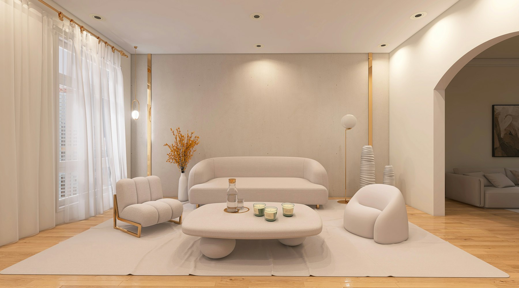 Sala de estar com acabamento de alto padrão